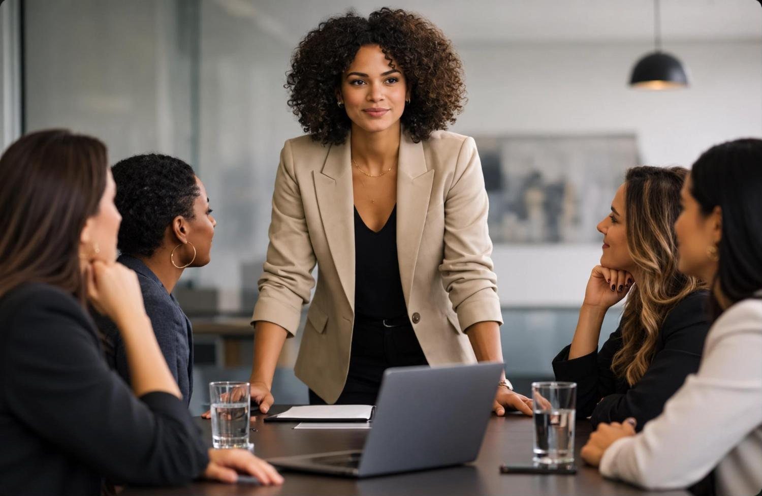 Especialista de RH da Veltier conduzindo uma conversa com a equipe